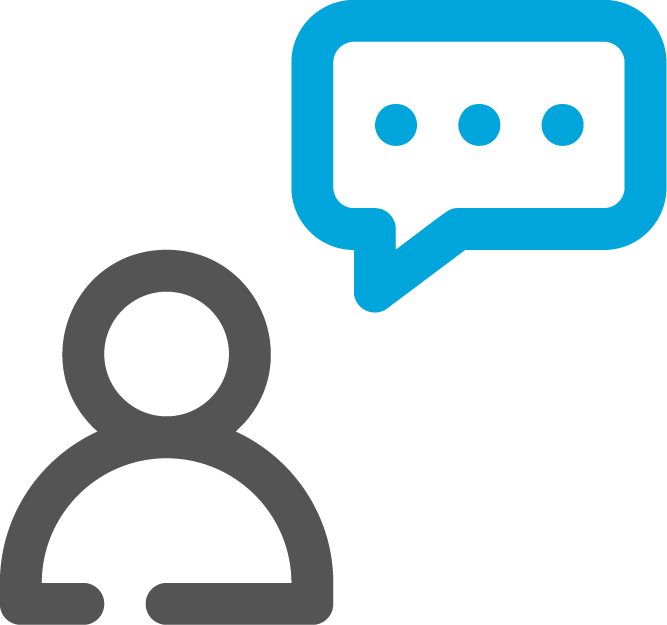 Icon of user with speech bubble